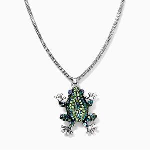 🐸 Silver Necklace With Green Frog Pendant